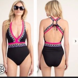 TRINA TURK Tanzania Scarf plunge 1-piece swimsuit